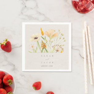 Simple Wildflowers Botanical Garden Wedding Napkin