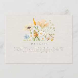 Simple Wildflowers Botanical Wedding Details Enclosure Card