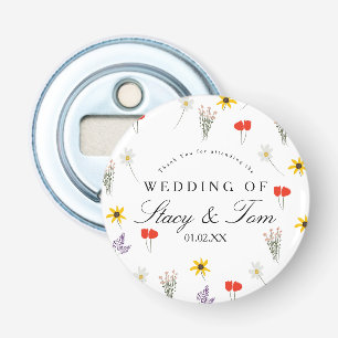 Simple Wildflowers Hand Drawn Wedding Thank You    Bottle Opener