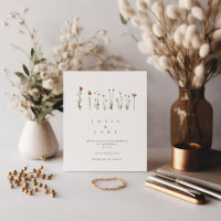 Simple wildflowers Wedding Invitation