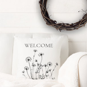 Simple Wildflowers Welcome Throw Pillow
