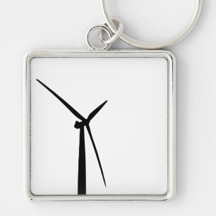 Simple wind turbine green energy silhouette keychain