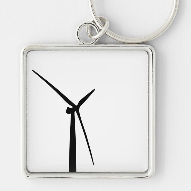 Simple wind turbine green energy silhouette keychain (Front)