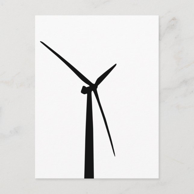 Simple wind turbine green energy silhouette postcard (Front)
