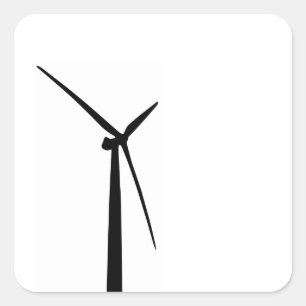 Simple wind turbine green energy silhouette square sticker