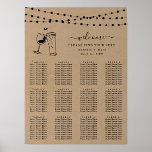 Simple Wine and Beer Toast Wedding Seating Chart