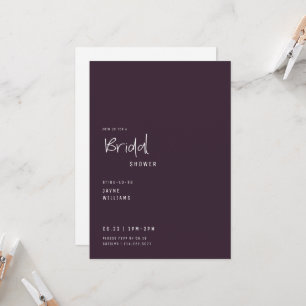 Simple Wine Text Only Bridal Shower Invitation