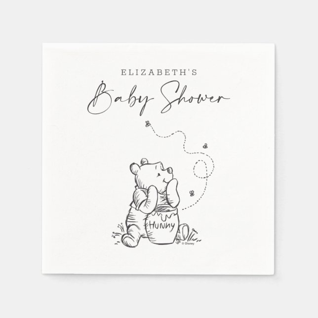 Simple Winnie the Pooh Baby Shower Napkin (Front)
