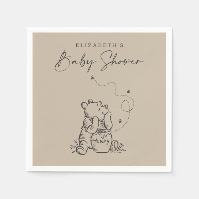 Simple Winnie the Pooh Baby Shower Napkin (Front)