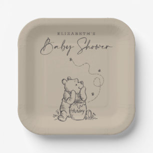 Simple Winnie the Pooh Baby Shower Paper Plate
