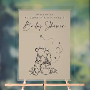 Simple Winnie the Pooh Baby Shower Welcome Acrylic Sign