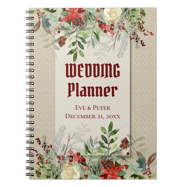 Simple Winter Christmas GreensWedding Planner Notebook (Front)