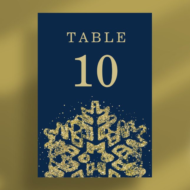 Simple Winter Christmas Holiday Wedding Gold Navy Table Number (Simple Winter Christmas Holiday Wedding Gold Navy Table Number)