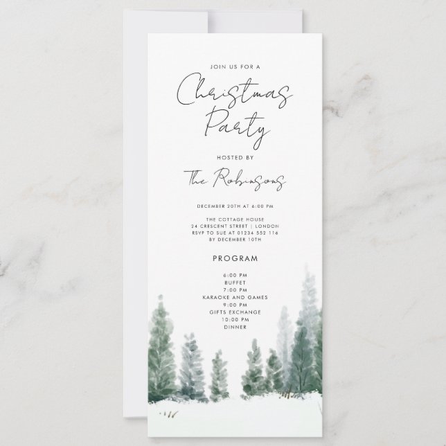Simple Winter Christmas Party Invite Program Menu (Front)