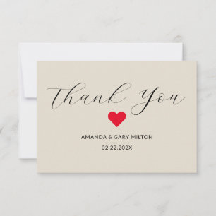 Simple  Winter Heart Wedding Thank You