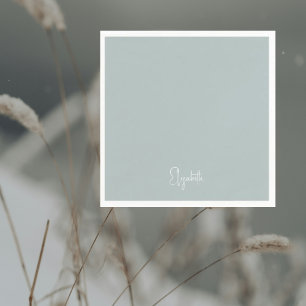 Simple Winter Icy Blue Personalized Cocktail Napkin