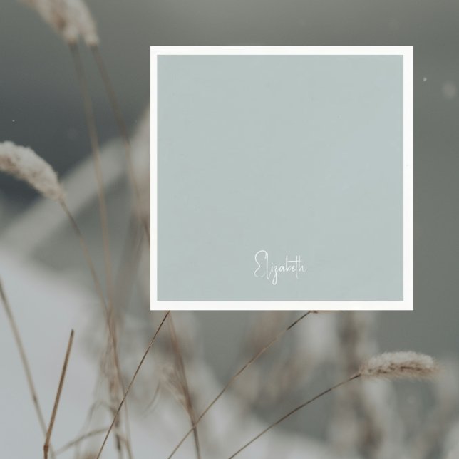 Simple Winter Icy Blue Personalized Cocktail Napkin (Creator Uploaded)