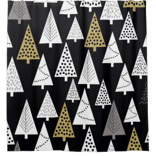 Simple winter pattern. Black background. Gold, sil