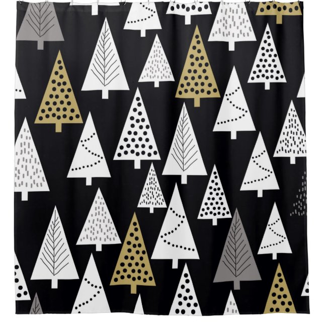Simple winter pattern. Black background. Gold, sil (Front)