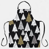 Simple winter pattern. Black background. Gold, sil