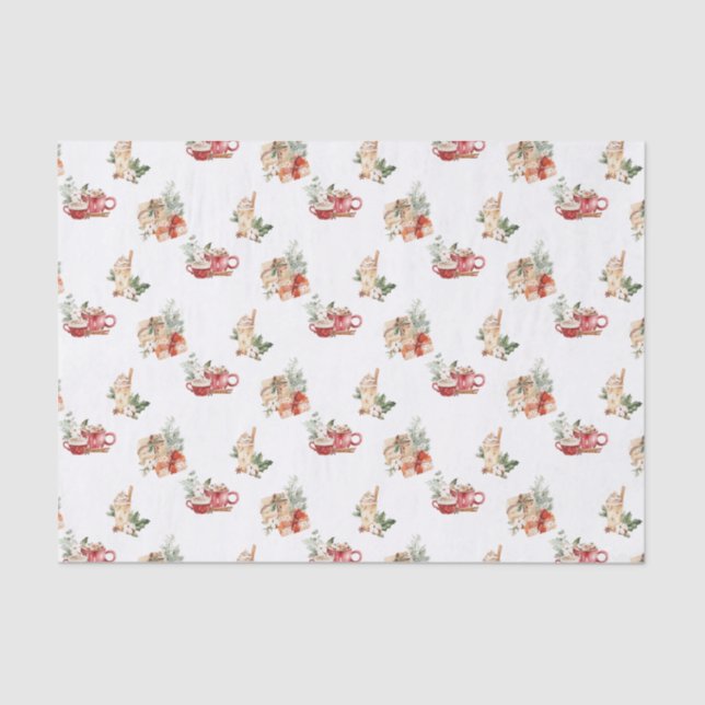 Simple Winter Red Aesthetic Watercolor Christmas Tissue Paper (Front)