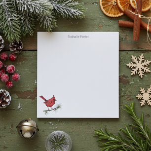 Simple Winter Red Cardinal Bird Custom Notepad