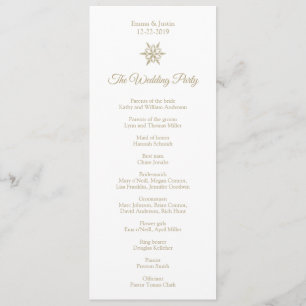 Simple Winter Wedding Gold Snowflake Christmas Program