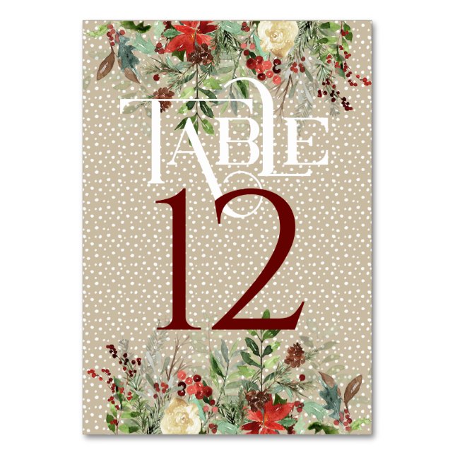 Simple Winter Wedding Reception Table #12 Number (Front)