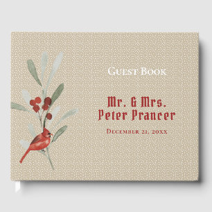Simple Winter with Cardinal Christmas  Wedding Guest Book