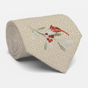 Simple Winter with Cardinal Wedding Tie