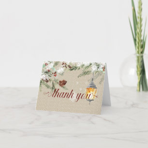 Simple Winter with Lantern Wedding Thank You Card