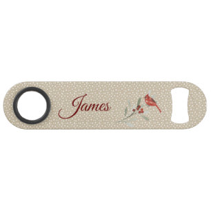 Simple Winters Cardinal Wedding Bar Key