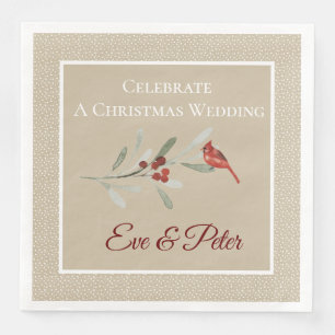 Simple Winters  Red Cardinal   Square   Wedding Napkin