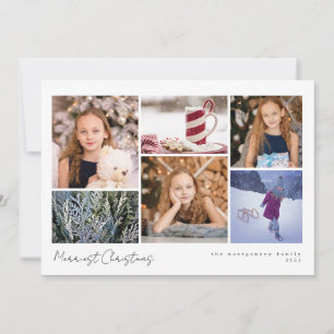 Simple Wintry Snowflake Holiday Multi Photo Card