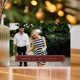 Simple Wish   Editable Colour New Year Photo Foil  Holiday Card