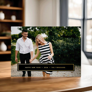 Simple Wish   Editable Colour New Year Photo Foil Holiday Card