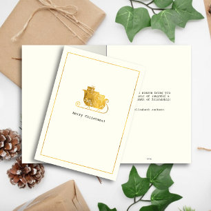 Simple Wishes • Minimalist Gold Sleigh Christmas Holiday Card