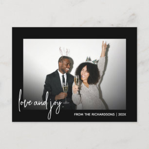 Simple Wishes Minimalist Photo Black and White Holiday Postcard