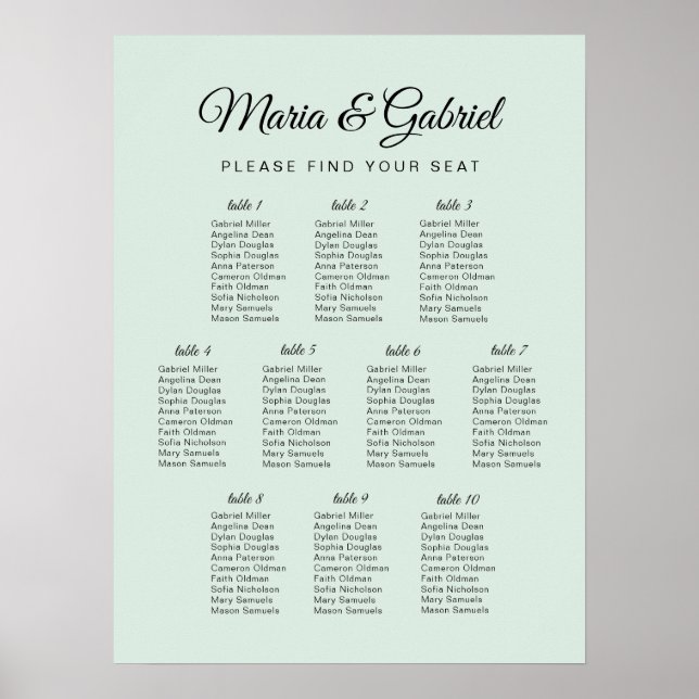 Simple without drawing. Wedding Seating Chart (Front)