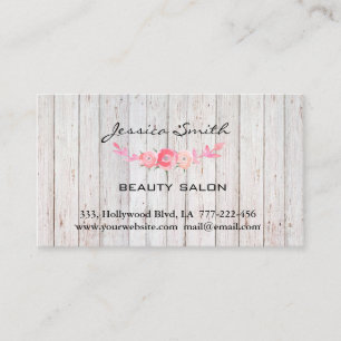 Simple wood look blushed boho roses appointment card