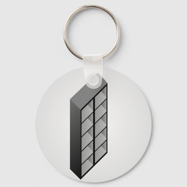 Simple wooden bookshelf design keychain (Front)