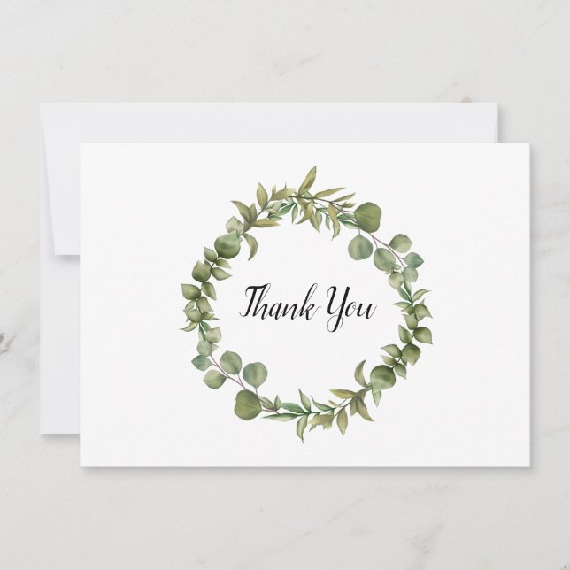 Simple Woodland Eucalyptus Greenery Thank You Card (Front)