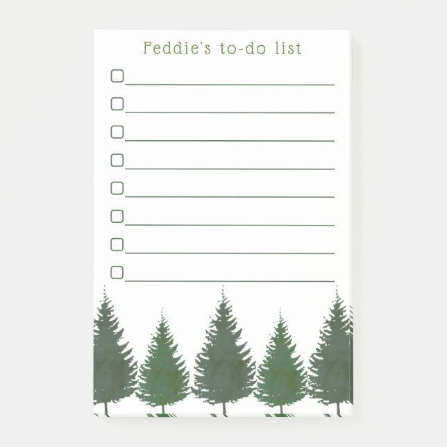Simple Woodland Pine Trees Post-it Notes (Front)