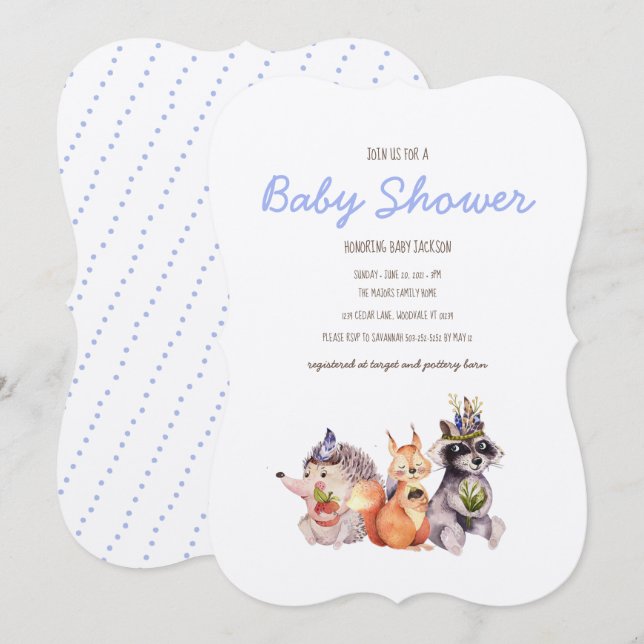 Simple Woodland Rustic Baby shower Invitation (Devant / Derrière)
