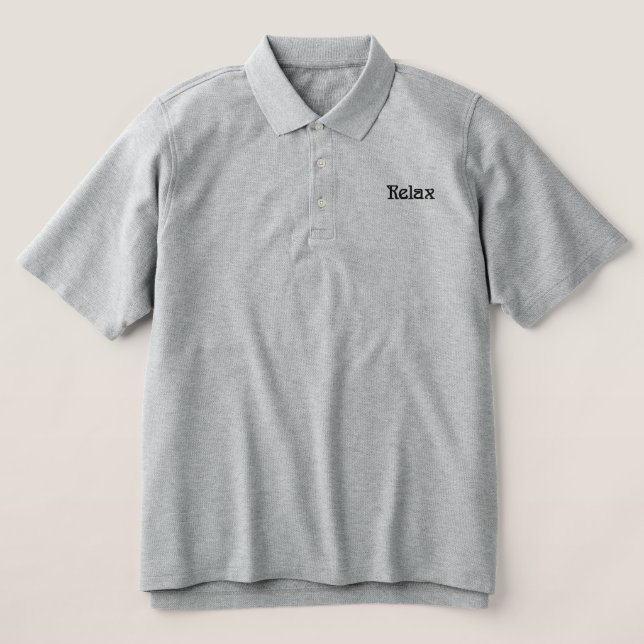 Simple Word Design Grey Collar Adult Unisex Shirt  (Design Front)