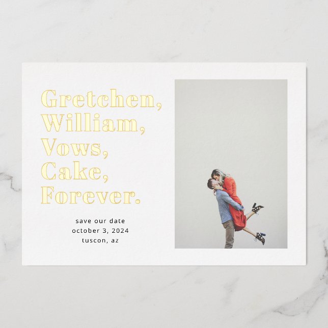 Simple Word List Save the Date Photo Card (Front)