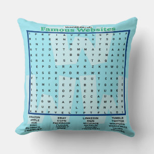 Simple Word Search Famous Websites Throw Pillow