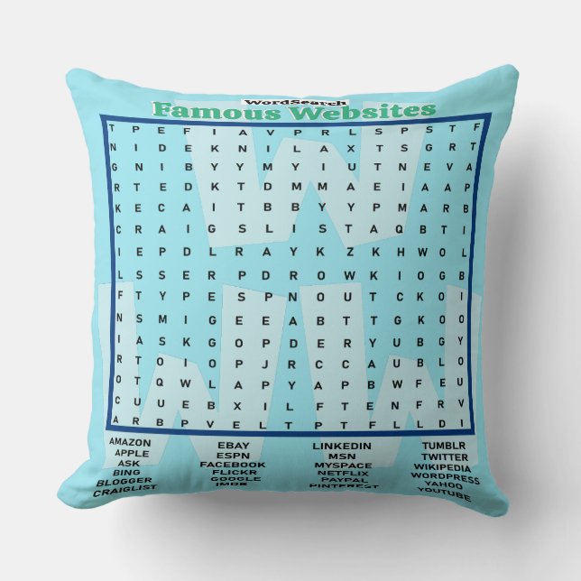 Simple Word Search Famous Websites  Throw Pillow (Front)