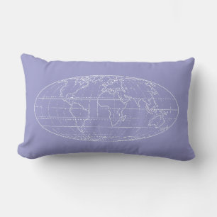simple world map outlined lumbar pillow