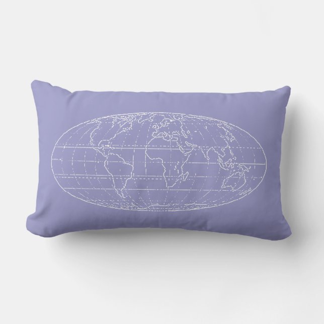 simple world map outlined lumbar pillow (Front)